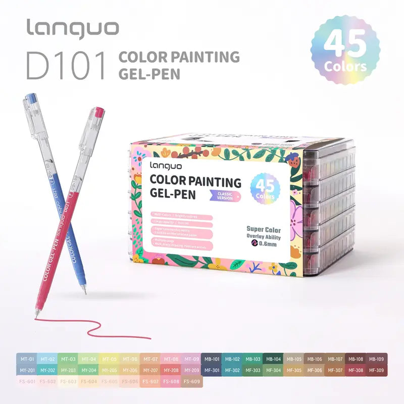 Languo 252 PCS Acrylic Gel Pens Set - 234-Colors Retractable Arts Crafts Stationery with Advanced Super Color Overlay, Rich Pigment, Ultra Smooth, Extra-Large Ink Tanks for Adult Coloring, Art Supplies Gift