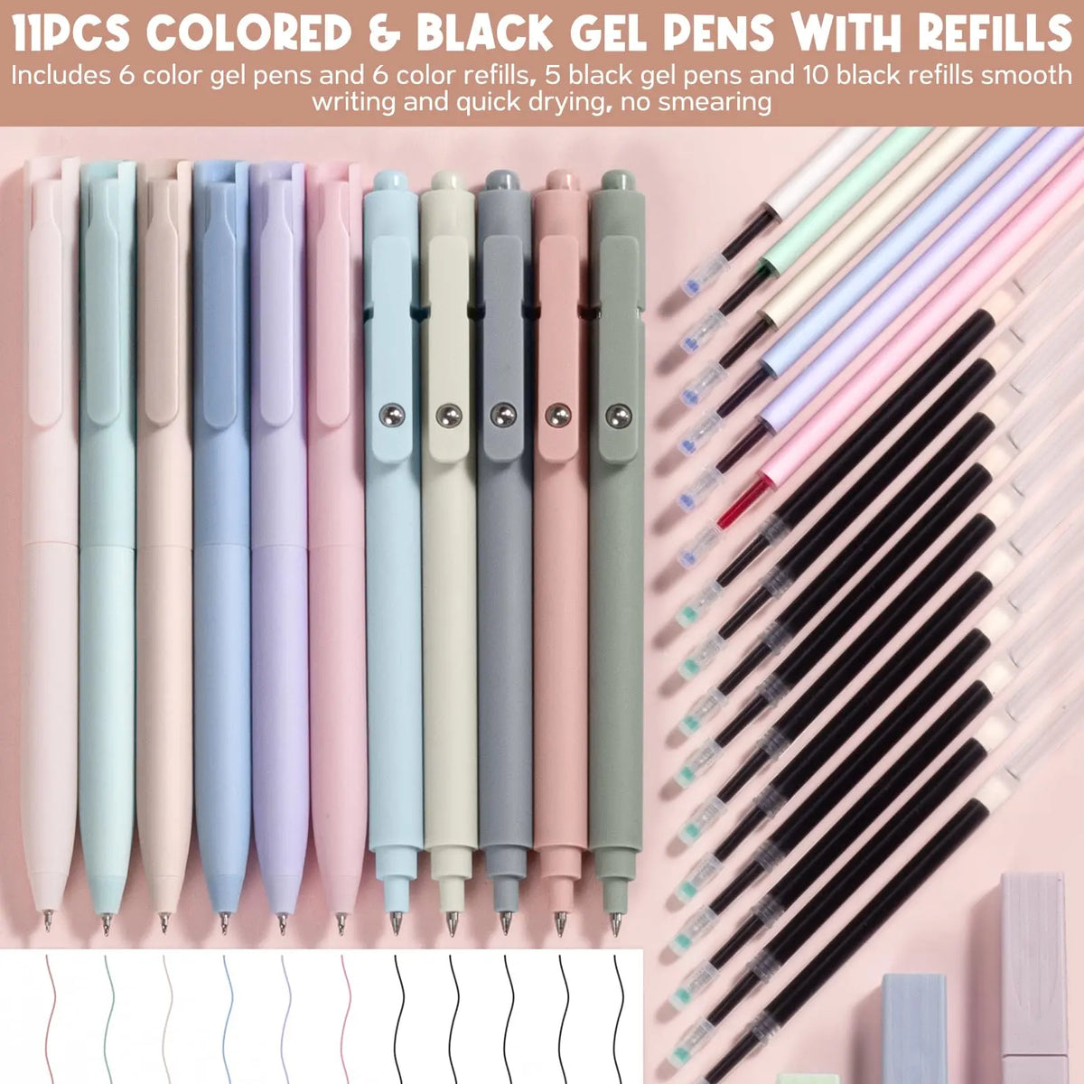 Aesthetic Office School Stationery Set, School Study Supplies, Including Highlighter, Gel Pen, Mechanical Pencil, Pencil Case and Accessories, Cute Writing Utensils, Student Essentials