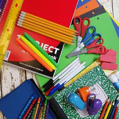 Essential School Supply Kit 45-Piece Set for Grades K-12 Includes Folders Notebooks Pencils Pens Crayons Ruler Scissors and More Perfect for Students and Educators