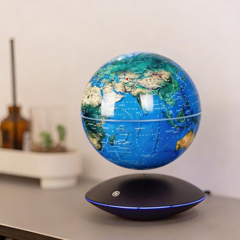 Magnetic Lev Float Globe, 360° Rotating World Map Desk Decor, Cool Tech Decor for Adults, Office Tabletop Accessory, Unique Gift (Home Improvement Lighting Accessory)