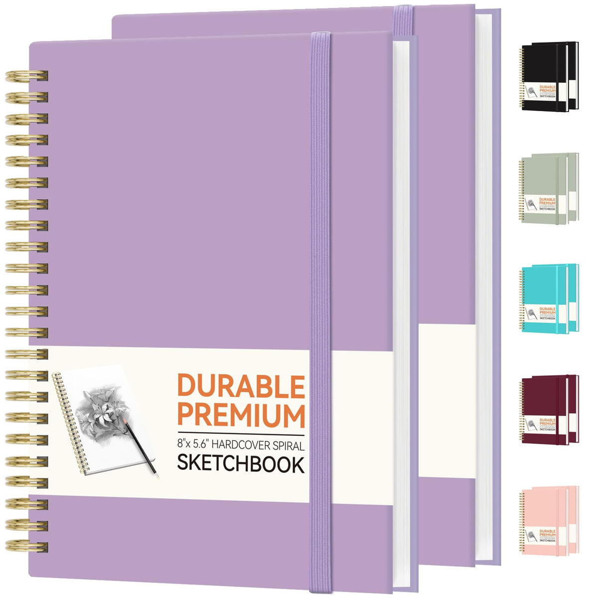 Forvencer 2 Pack Blank Spiral Notebook, 8"x 5.6"Hardcover Sketch Book