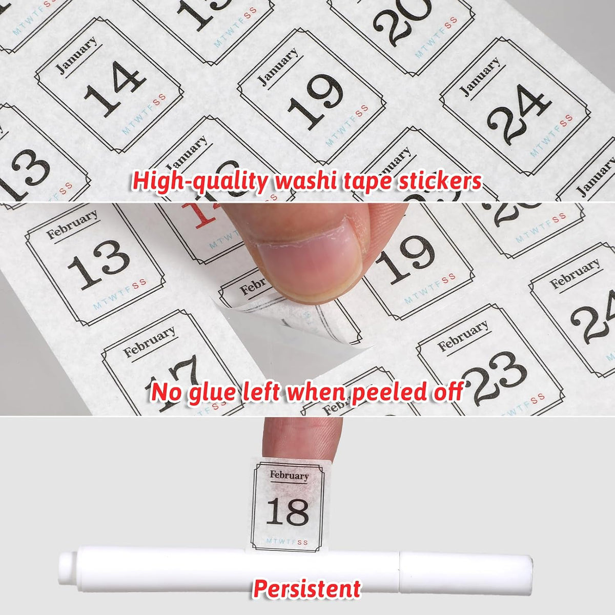 12 Monthly Calendar Number Stickers Translucent Sheets Daily Planner Accessories for Customizing Undated Planners, Calendar, Notebooks