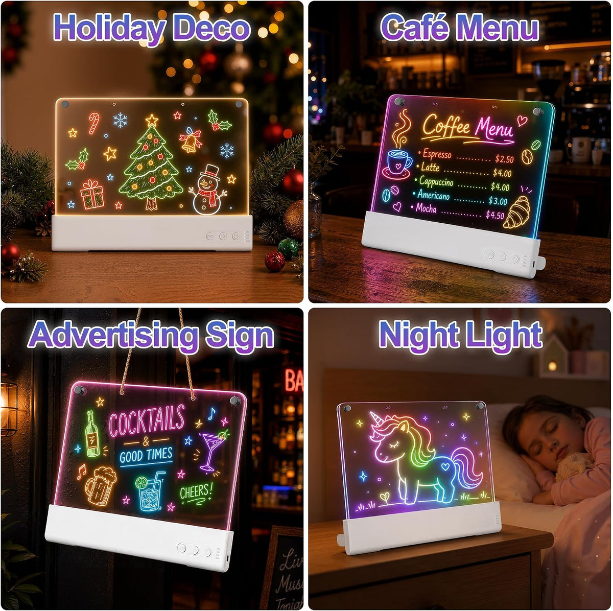 16" LED Drawing Board for Kids, Dual Panels Light Up Rechargeable Board