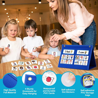 Torlam Unisex Felt Feelings & Emotions Learning Chart Activity Board - Stress Relief Toy, Social Emotional Learning Tool, Behavior Management Aid, 24 Activity Ideas, Classroom Supplies, Sticker-Equipped Flashcard Set for Emotional Skills Calm Down Corner