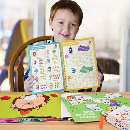 Magic Practice Copybook Reusable Practice Set - 4-Book Calligraphy Learning Tool with Pens for Preschool Kids Age 3-8, Preschool Learning Materials
