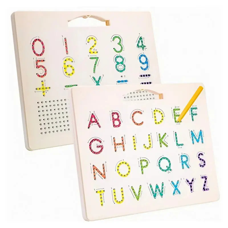 Double Sided Magnetic Letters Board for Kids, 2 in 1 Alphabet & Number Magnets Tracing Board for Toddlers, Learning Tools, Education Toy, Baby Shower Gift