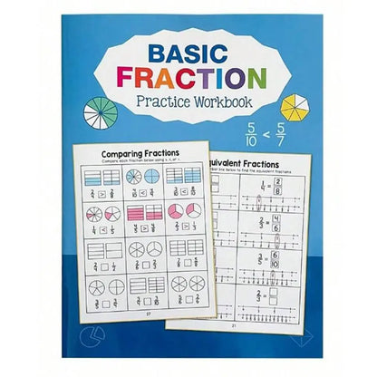 Basic Fraction Learning Workbook for Elementary School Grades 3-4, Durable Paper Material with Rich Illustrations, Educational Tool for Teenagers, Math Practice Book, Visual Learning Tools