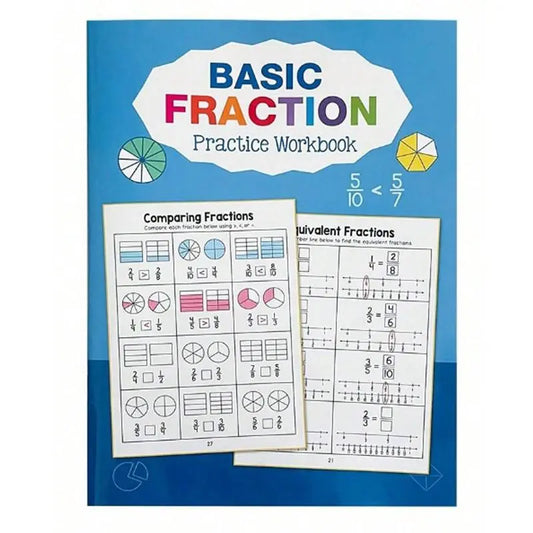 Basic Fraction Learning Workbook for Elementary School Grades 3-4, Durable Paper Material with Rich Illustrations, Educational Tool for Teenagers, Math Practice Book, Visual Learning Tools