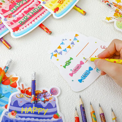 36 Sets Back to School Classroom Birthday Pencil Gift Kit for Kids, Includes Cupcake Cards, Rainbow HB Pencils with Erasers, Bookmarks – First Day of School Essentials, Teacher Stuff, Goodie Bag Stuffers for Homework Supplies, Birthday Gifts