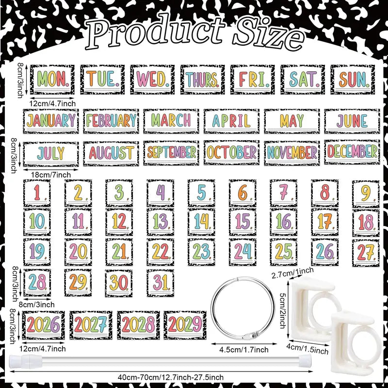 Back to School Classroom Flip Calendar 2026-2029/ 2026-2030 Reusable Bulletin Board Decorations Set, Class Calendar Date Flip Chart Teacher Hack Organization Kit Include Holder & Date Cards for Preschool Kindergarten Primary Classroom Set up, School Class