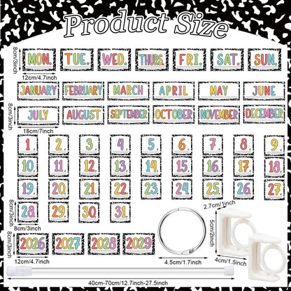 Back to School Classroom Flip Calendar 2026-2029/ 2026-2030 Reusable Bulletin Board Decorations Set, Class Calendar Date Flip Chart Teacher Hack Organization Kit Include Holder & Date Cards for Preschool Kindergarten Primary Classroom Set up, School Class