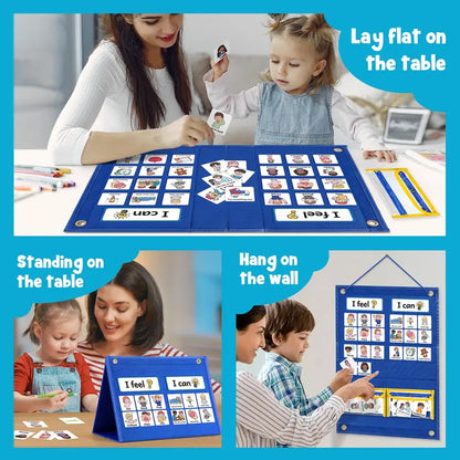 Torlam Unisex Felt Feelings & Emotions Learning Chart Activity Board - Stress Relief Toy, Social Emotional Learning Tool, Behavior Management Aid, 24 Activity Ideas, Classroom Supplies, Sticker-Equipped Flashcard Set for Emotional Skills Calm Down Corner