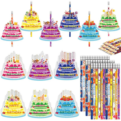 36 Sets Back to School Classroom Birthday Pencil Gift Kit for Kids, Includes Cupcake Cards, Rainbow HB Pencils with Erasers, Bookmarks – First Day of School Essentials, Teacher Stuff, Goodie Bag Stuffers for Homework Supplies, Birthday Gifts