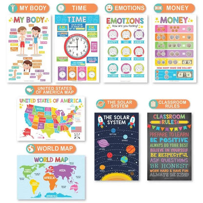 Hadley Designs Kindergarten Prep School Set, Preschool Learning Tool for Ages 3-5 with Busy Book, Days, Maps, Homeschool Toddler Activities Bundle Gift