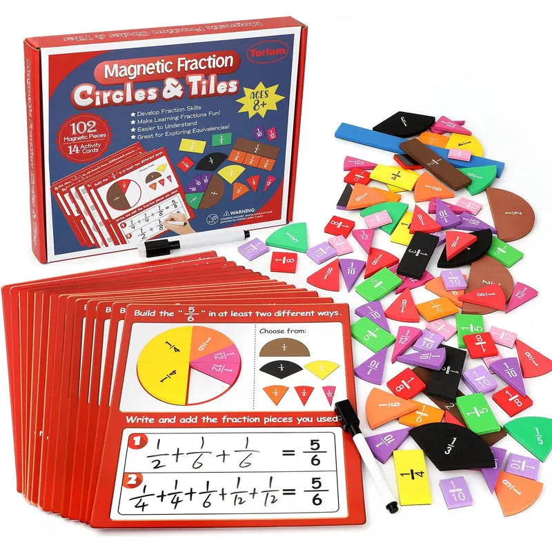 Torlam Jumbo Magnetic Foam Fraction Tiles & Circles Activity Set - Magnet Maths Toys for Elementary School, Hands-On Learning Aids for Parents, Interactive Shape Tools for Learning Fun