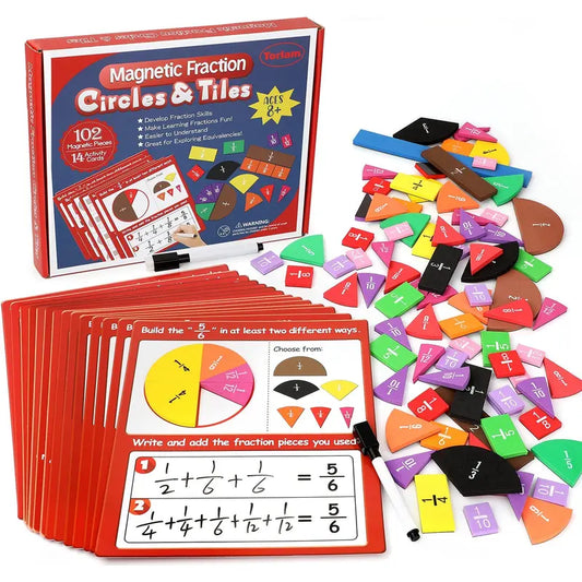 Torlam Jumbo Magnetic Foam Fraction Tiles & Circles Activity Set - Magnet Maths Toys for Elementary School, Hands-On Learning Aids for Parents, Interactive Shape Tools for Learning Fun