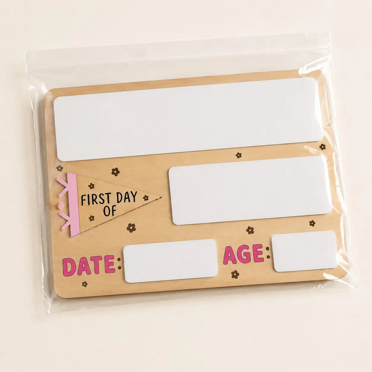 1 PC first day of school sign, Wooden material Reusable Dry Erase Milestone Board with Pink Bow, Back to School Photo Prop for Preschool, Kindergarten and Kids,  Easy to Write & Clean Board, Blank Slate