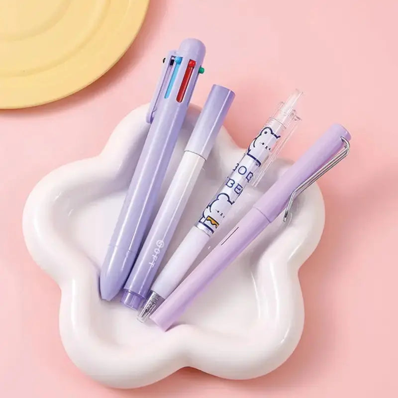 7-Piece Aesthetic Study Kit, Kawaii Pastel School Supplies Haul with Liquid Gel Pens, Mechanical Pencil, Eraser, Highlighter, Correction Tape, Pencil Case Organizer, Scrapbooking Supplies, Teen Girl Graduation Gift Set for College Students