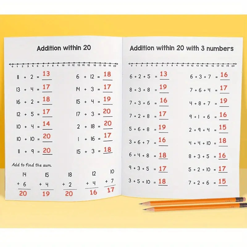 This Math Workbook, School Supplies, Includes Mental Arithmetic Exercises For Addition And Subtraction Within 20, Suitable For Children 6-12, It'S A Math Practice Book And Educational Writing Aid For Homeschooling, Preschool, And First Grade