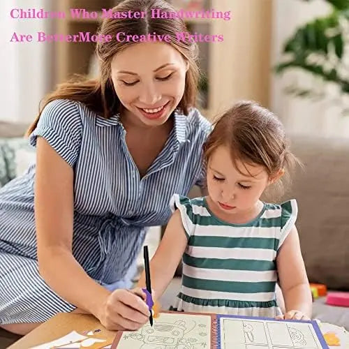 Magic Practice Copybook Reusable Practice Set - 4-Book Calligraphy Learning Tool with Pens for Preschool Kids Age 3-8, Preschool Learning Materials