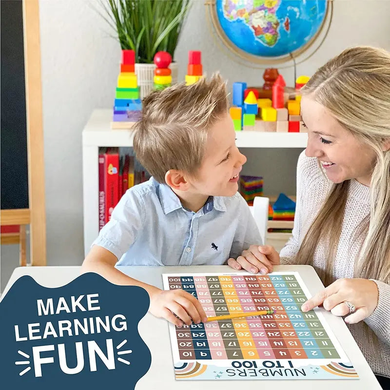 Hadley Designs Boho Early Learning Poster Pack - 16 PreK Educational 11x17 USA Made Laminated Posters for Classroom & Homeschool