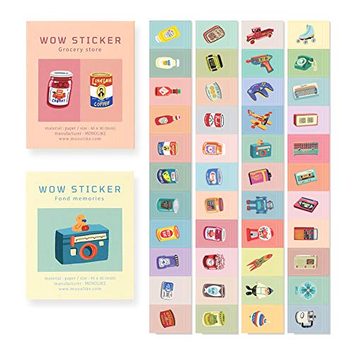 Monolike Big Wow Sticker Plan Series.1 + Series.2 Set - Big Size Cute Stickers, Square Stickers