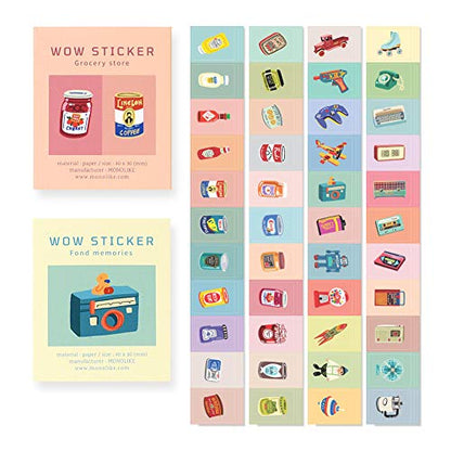 Monolike Big Wow Sticker Plan Series.1 + Series.2 Set - Big Size Cute Stickers, Square Stickers