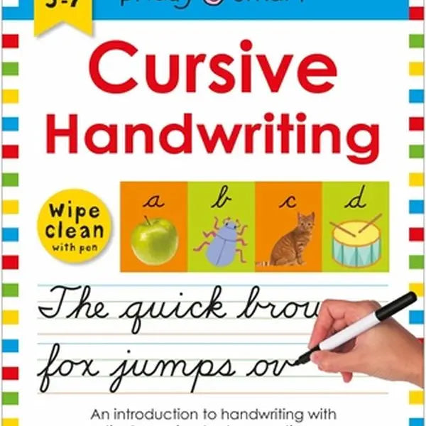 Roger Priddy Trace & Wipe Cursive Handwriting Practice Kit - Spiral/Comb/Coil Bind Early-Learning Book, Ages 5-7 English Learners, 1 lbs, 11.1" H x 9" L x 0.9" W, Bright Photos, Homeschool Supply with Wipe-Clean Pen