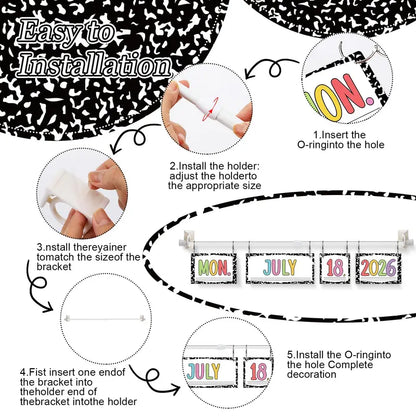 Back to School Classroom Flip Calendar 2026-2029/ 2026-2030 Reusable Bulletin Board Decorations Set, Class Calendar Date Flip Chart Teacher Hack Organization Kit Include Holder & Date Cards for Preschool Kindergarten Primary Classroom Set up, School Class