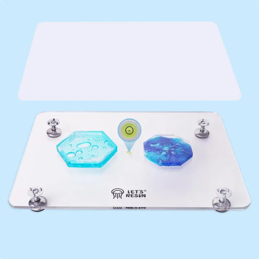 LET'S RESIN Pro-Series Acrylic Adjustable Leveling Table with Bubble Level - 16''x12'', Silicone Mat, No-Installation Crafting Supplies for Resin Molds, Waves, Paint, Soap - Studio Equipment