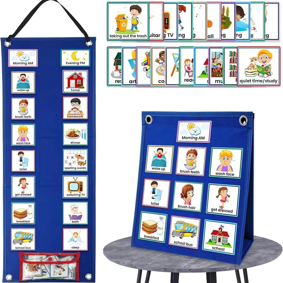 Visual Schedule Board for Kids, Autism & Special Education Learning Tool, Communication & Behavior Chart, Daily Routine & Chore Chart, Classroom/Home Visual Aids, Classroom Supplies Charts