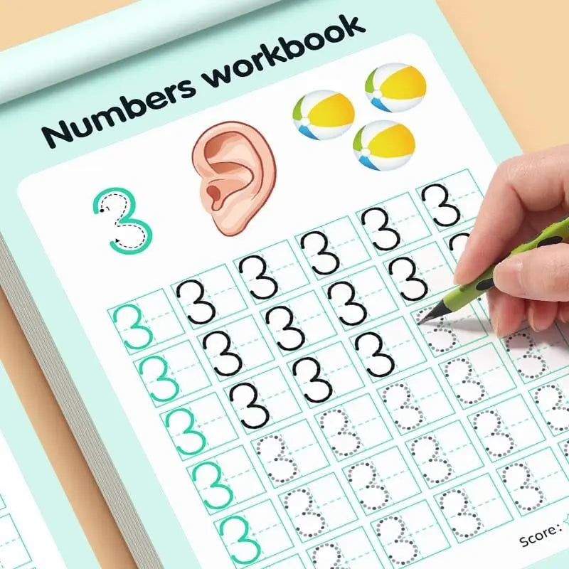 Calligraphy Practice Book, Number Writing Workbook 0-100, Tracing Sheets for Pen Control, Kids' Handwriting Improvement Tool, Preschool Learning Materials