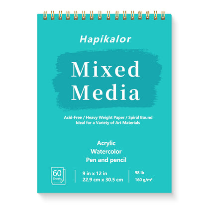 Mixed Media Sketchbook 9"x12" Multimedia Sketchbook, 30 Sheets Sketch Book