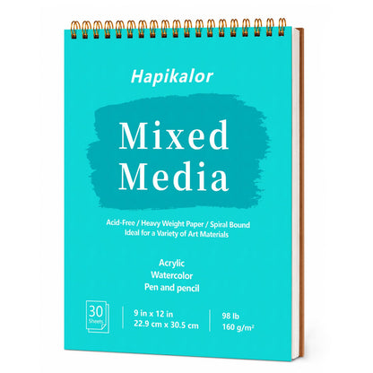 Mixed Media Sketchbook 9"x12" Multimedia Sketchbook, 30 Sheets Sketch Book