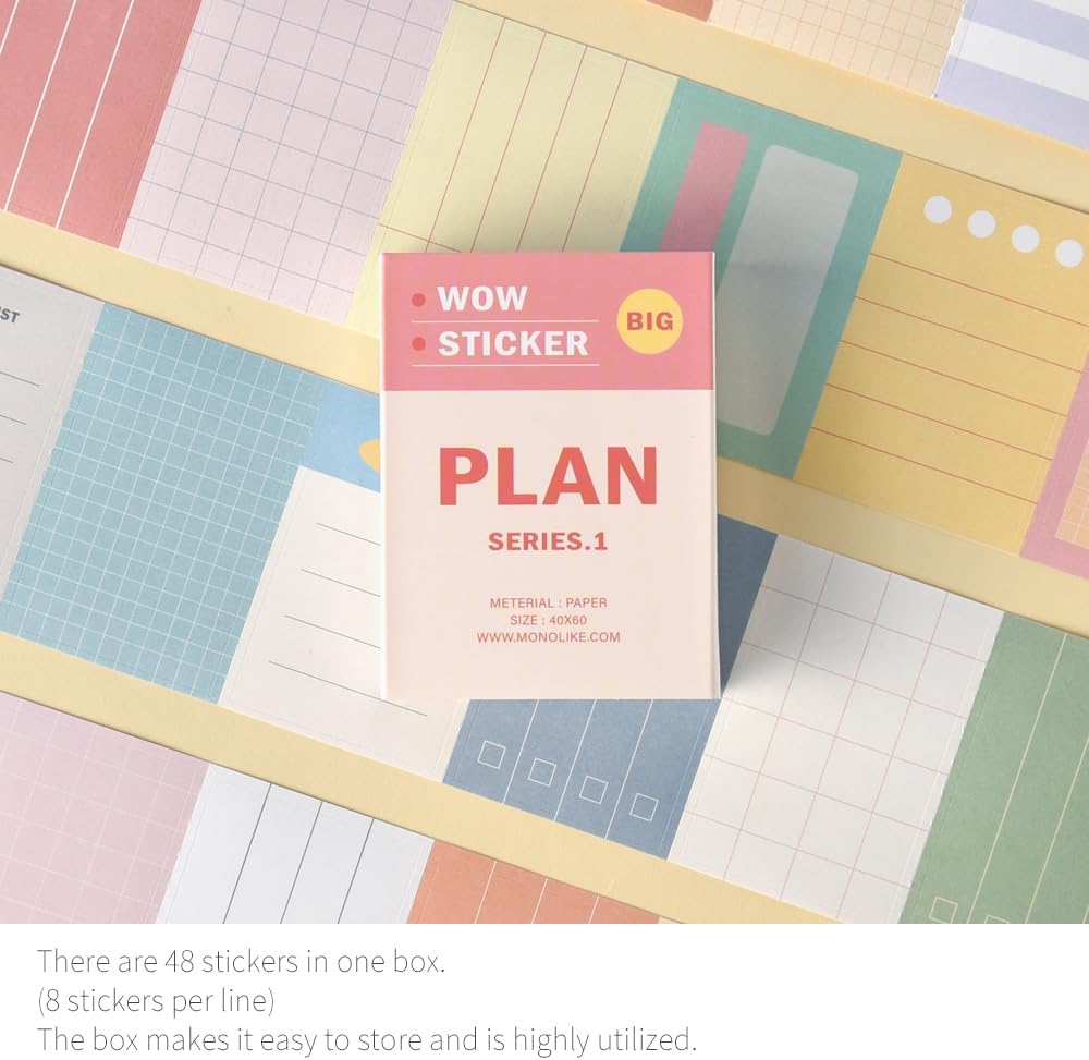 Monolike Big Wow Sticker Plan Series.1 + Series.2 Set - Big Size Cute Stickers, Square Stickers