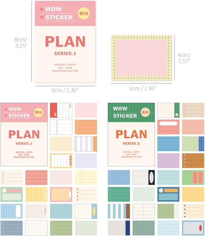 Monolike Big Wow Sticker Plan Series.1 + Series.2 Set - Big Size Cute Stickers, Square Stickers