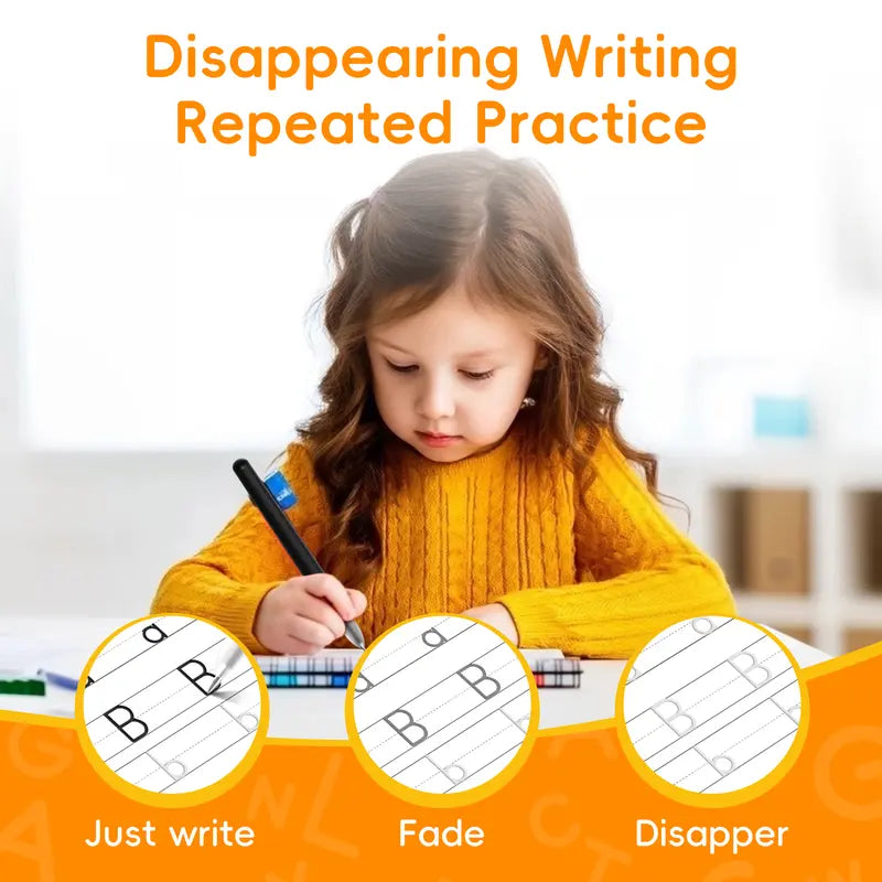 TIMETOME Reusable Grooved Handwriting Workbook for Kids, Learning Materials, 6 Books–Early Elementary, Covers Math, Words, Drawing –Gift for Children Lettering Spiral Notebook school supplies，summer learning workbook