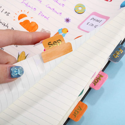Outus 24 Pcs Monthly Tabs for Planners, Colorful Adhesive Planner Stickers