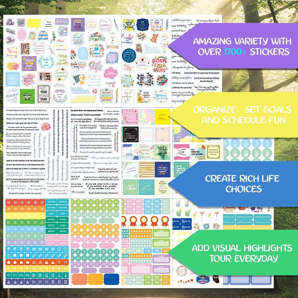 1700+ Functional Decorative Planner Stickers Set (Inspirational Time)