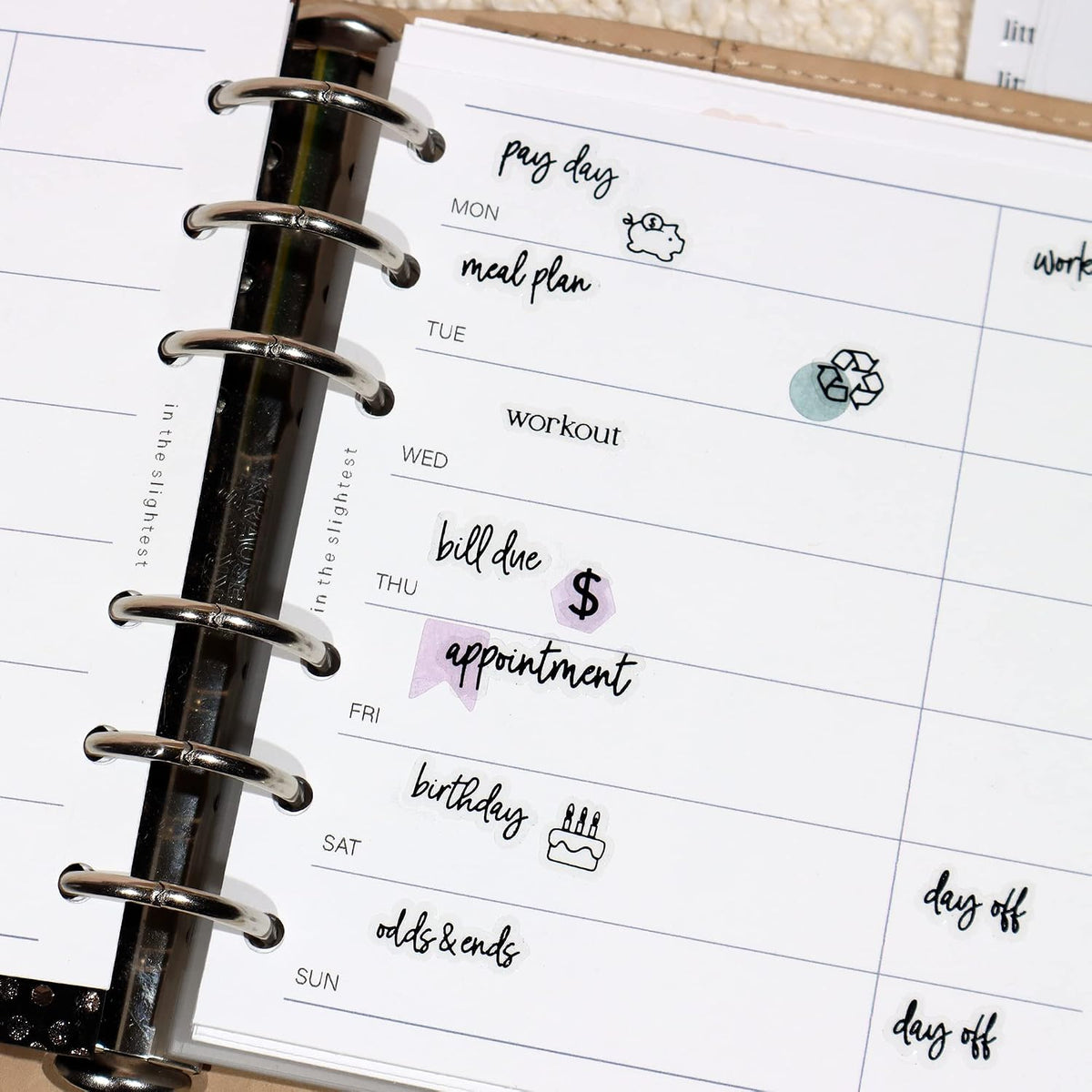 Clear Black Foil Planner Stickers, Productivity, Functional, Icons, Words, Easy-to-Read, Over 600 Stickers, Folder Included, Organize, Aesthetic, Minimal - Midnight