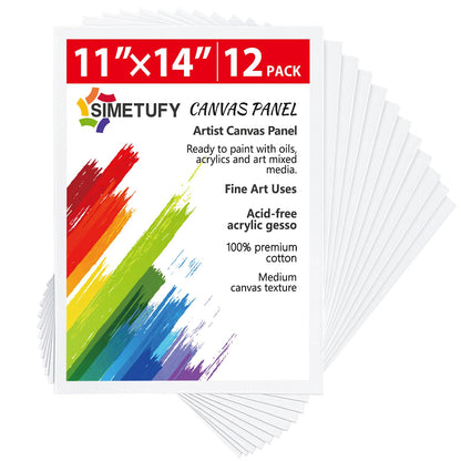 Simetufy 12 Pack 8x10 Canvas Boards for Painting,Art Painting Supplies