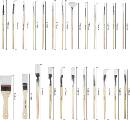 Paint Brushes Set of 24 Pieces with Canvas Brush Case