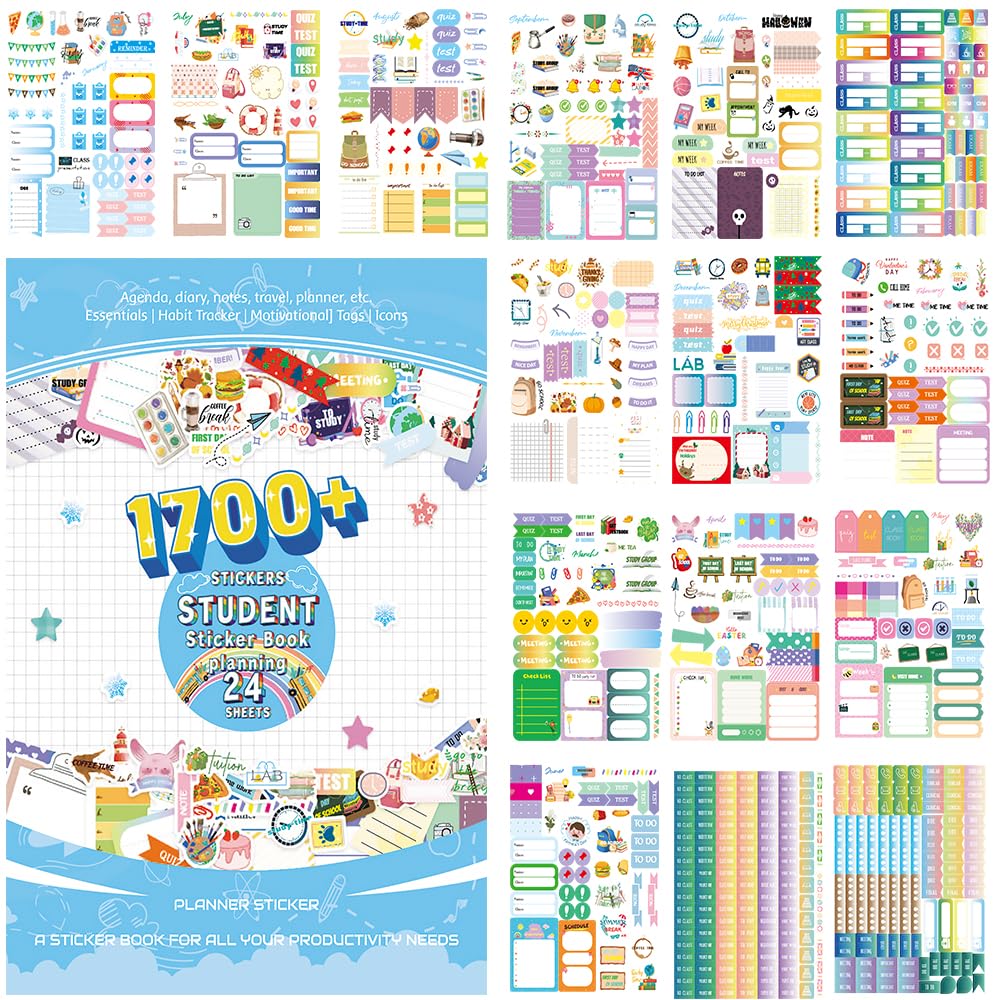 1700+ Functional Decorative Planner Stickers Set (Inspirational Time)