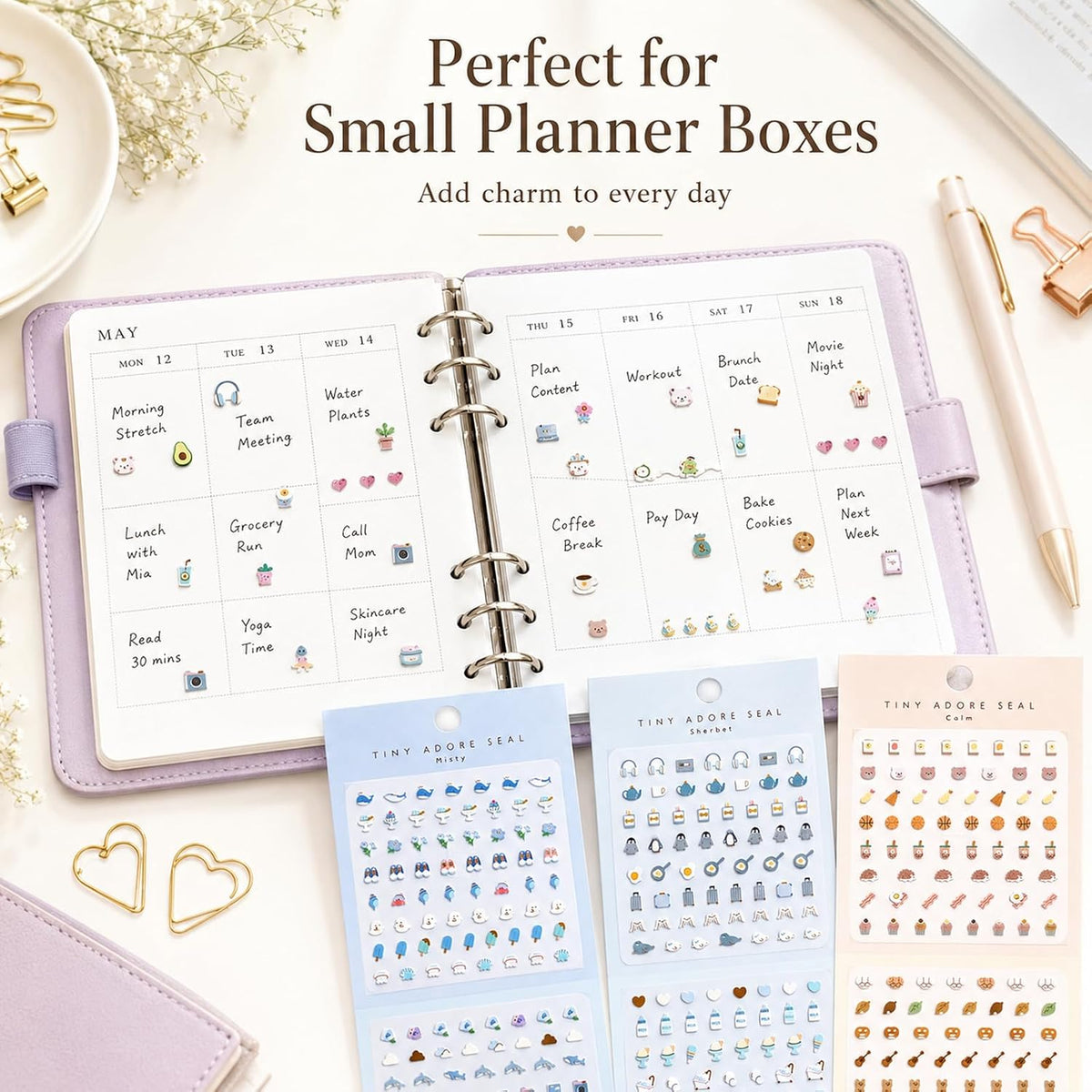 SHANGRLA 700+ Mini Planner Stickers, 6 Sheets of Tiny Icon Stickers