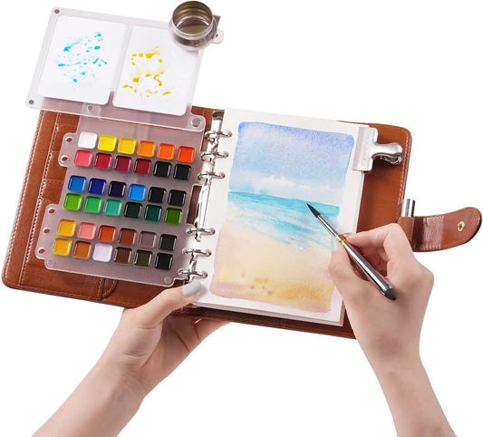 Fuumuui Travel Watercolor Set, Portable Watercolors Paints Kit with 36 Vibrant Colors, 300gsm Cotton Sketchbook, Compact Design Multifunctional Travel Brush – Plein Air Painting Supplies for Beginners, Hobbyists and Artists to Create Anywhere