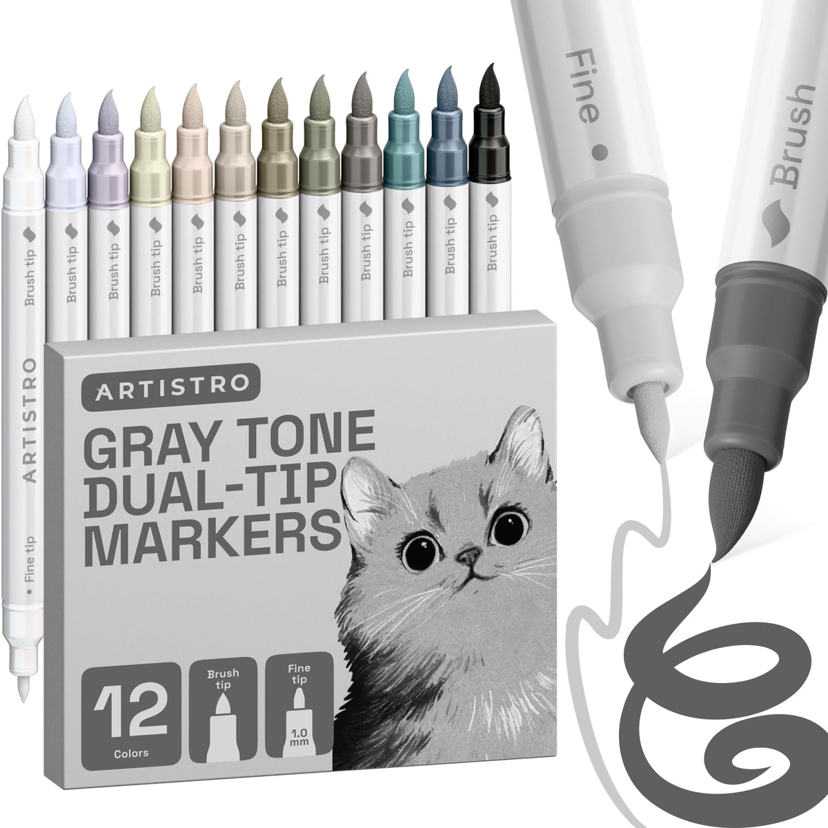 ARTISTRO 24 Metallic Dual-Tip Acrylic Paint Marker Pens for Drawing