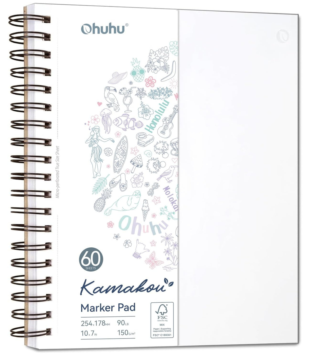 Ohuhu 5.5"x8.5" Double-Sided Bleedproof Marker Pad Art Sketchbook 60 Sheets