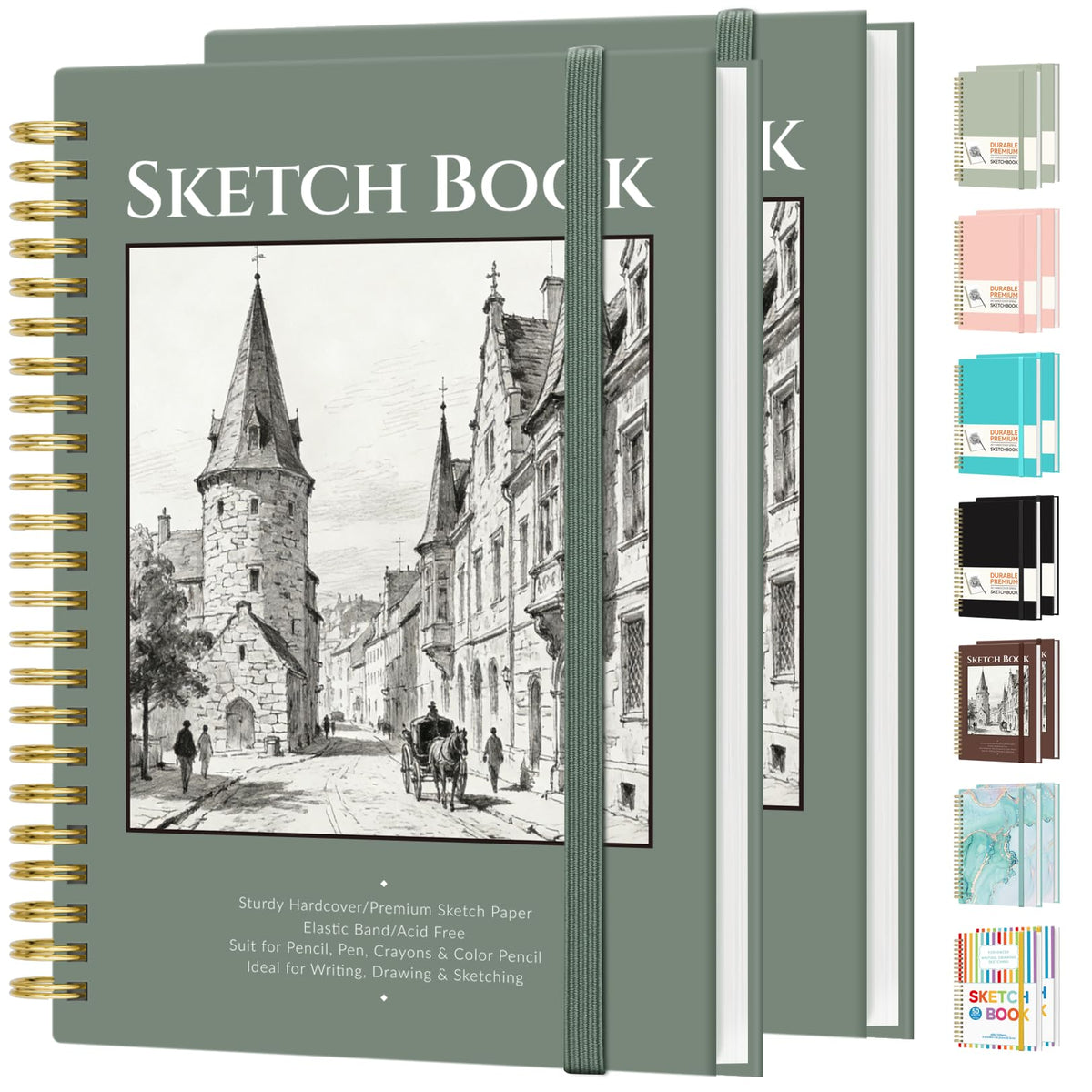 Forvencer 2 Pack Blank Spiral Notebook, 8"x 5.6"Hardcover Sketch Book