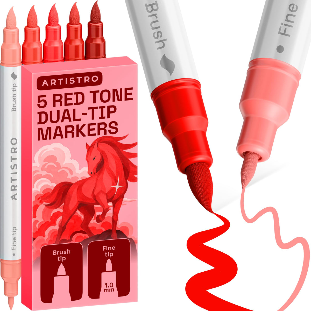 ARTISTRO 24 Metallic Dual-Tip Acrylic Paint Marker Pens for Drawing