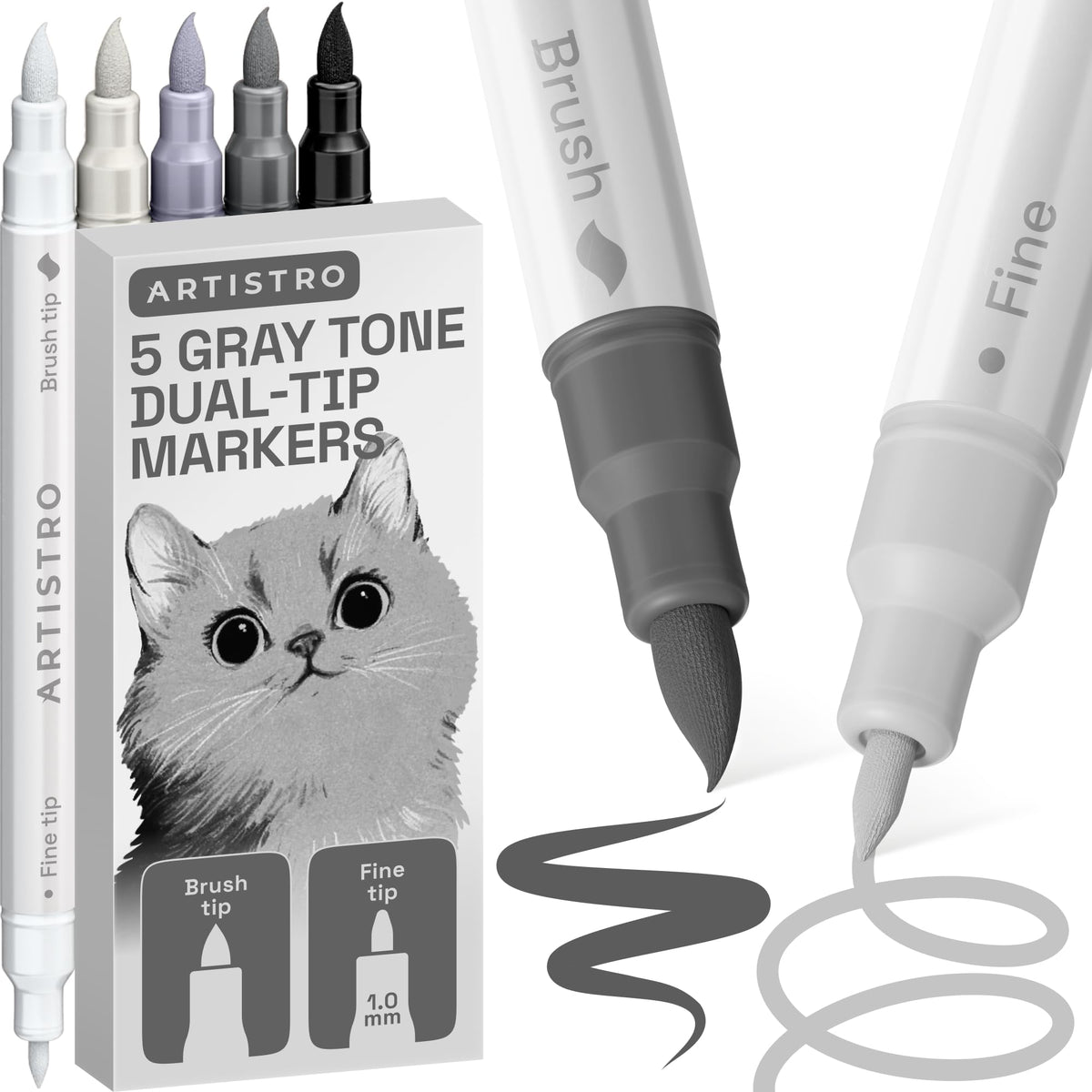 ARTISTRO 24 Metallic Dual-Tip Acrylic Paint Marker Pens for Drawing